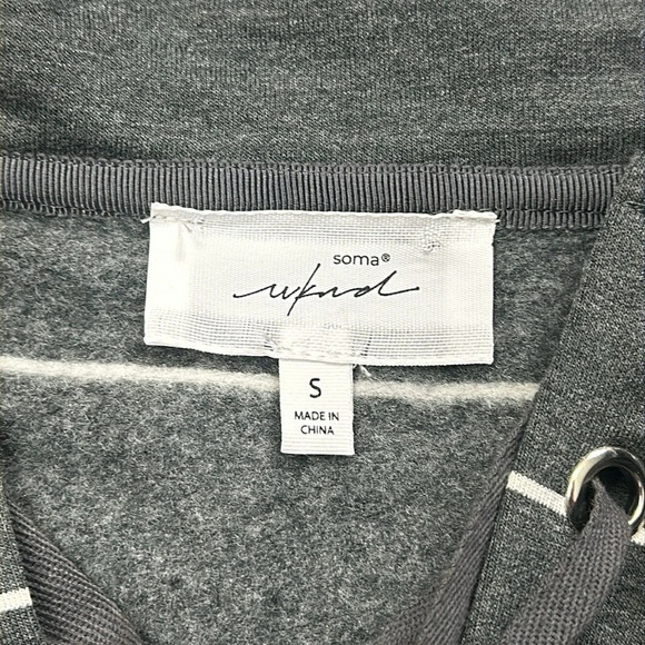 Soma Wknd Grey White Stripes Soft Lace Up Dress Long Sleeve Womens Size Small - Picture 8 of 13